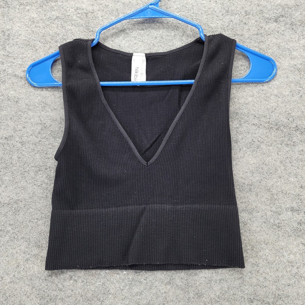 Nikibiki Crop Top Womens One Size Black V Neck Sleeveless
